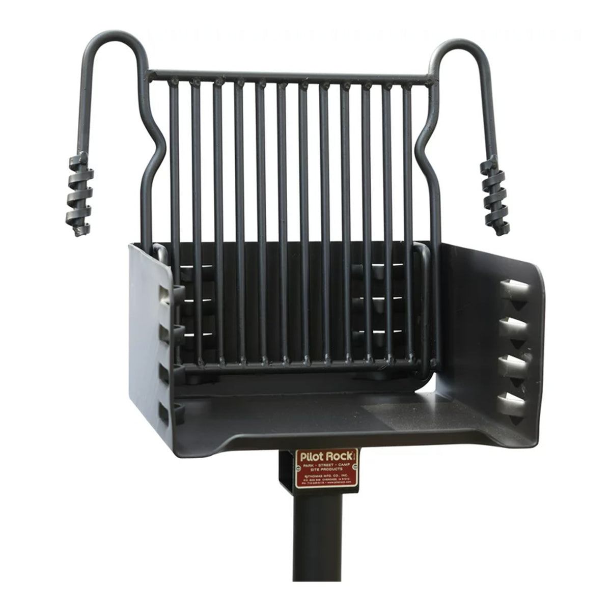 H-16 B6X2 Park Style Steel Outdoor BBQ Charcoal Grill and Post, Black (Used) - VMInnovations