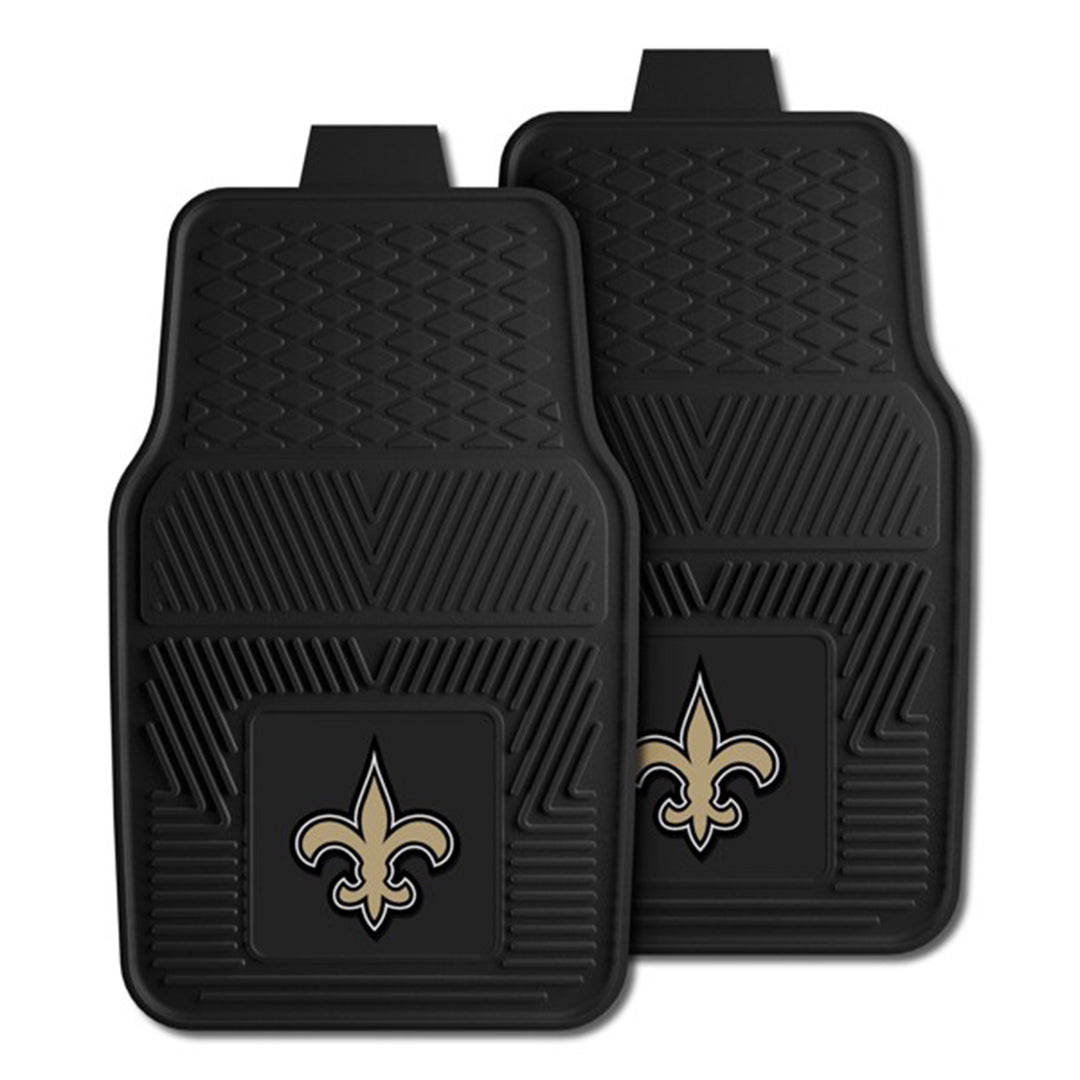 Fanmats 27x17in Vinyl Front Car Floor Mat 2 Piece Set, NFL New Orleans Saints - VMInnovations
