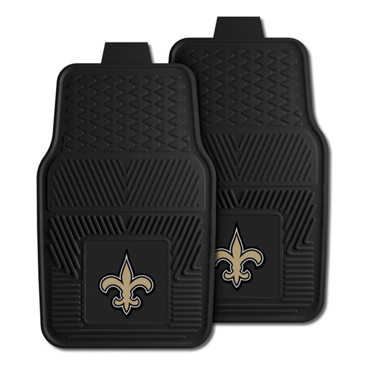 Fanmats 27x17in Vinyl Front Car Floor Mat 2 Piece Set, NFL New Orleans Saints - VMInnovations