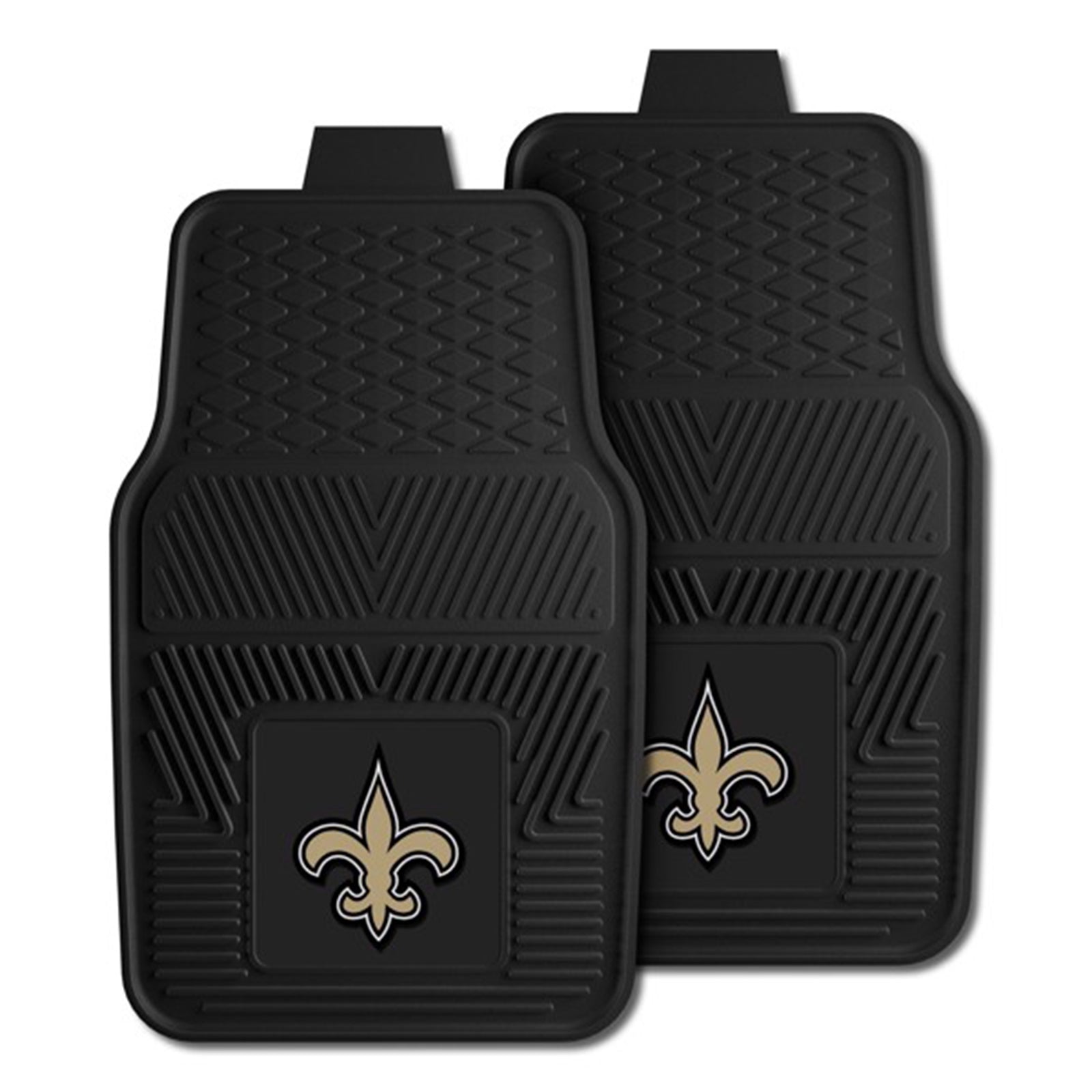Fanmats 27x17in Vinyl Front Car Floor Mat 2 Piece Set, NFL New Orleans Saints - VMInnovations