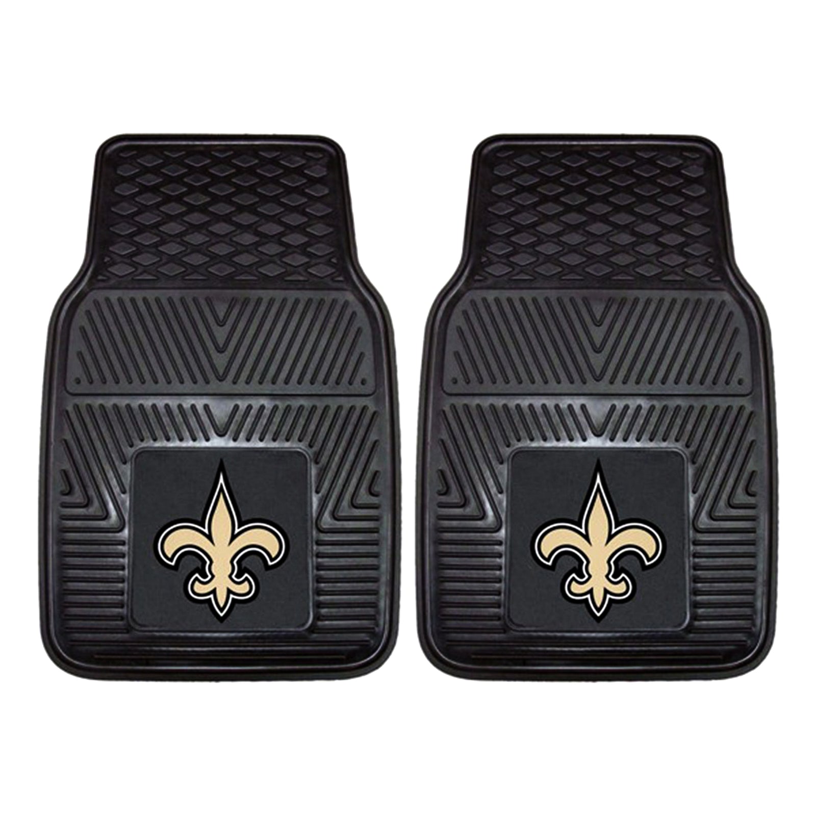 Fanmats 27x17in Vinyl Front Car Floor Mat 2 Piece Set, NFL New Orleans Saints - VMInnovations