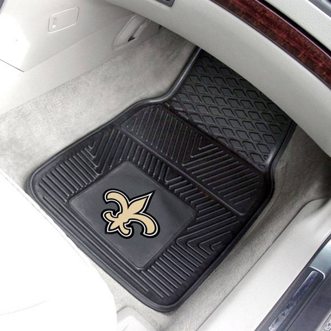 Fanmats 27x17in Vinyl Front Car Floor Mat 2 Piece Set, NFL New Orleans Saints - VMInnovations