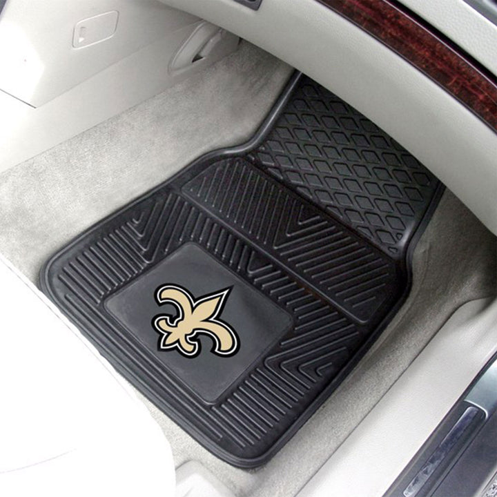Fanmats 27x17in Vinyl Front Car Floor Mat 2 Piece Set, NFL New Orleans Saints - VMInnovations
