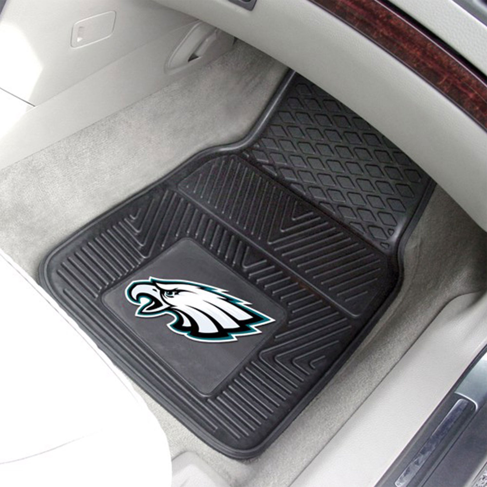 Fanmats 27x17in Vinyl Front Car Floor Mat 2 Piece Set, NFL Philadelphia Eagles - VMInnovations