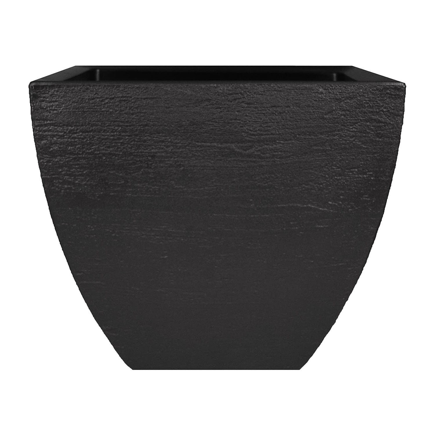 Tusco Products Modern 20 Inch Molded Plastic Square Garden Planter Pot, Black