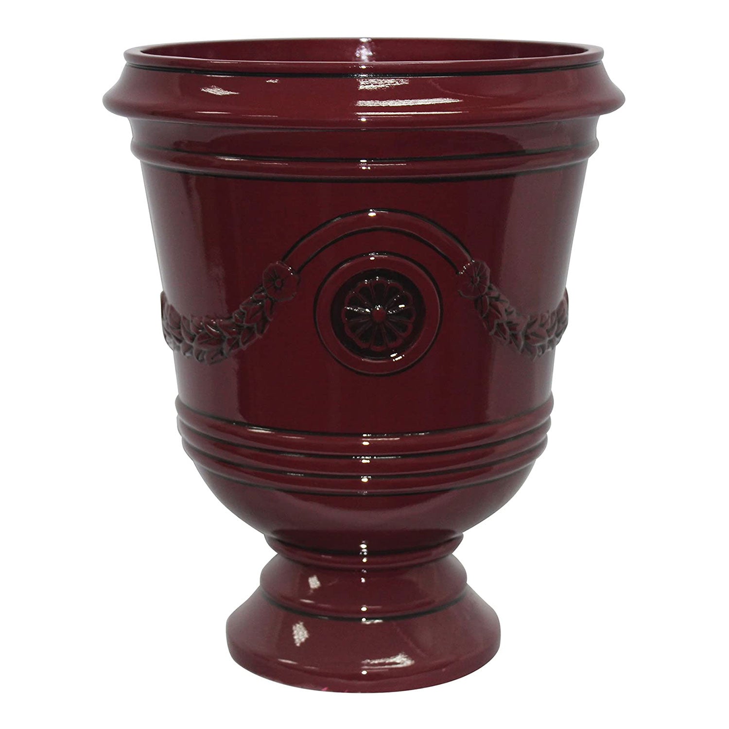 Southern Patio Porter 15 Inch Diameter Resin Outdoor Pot Planter, Oxblood Red