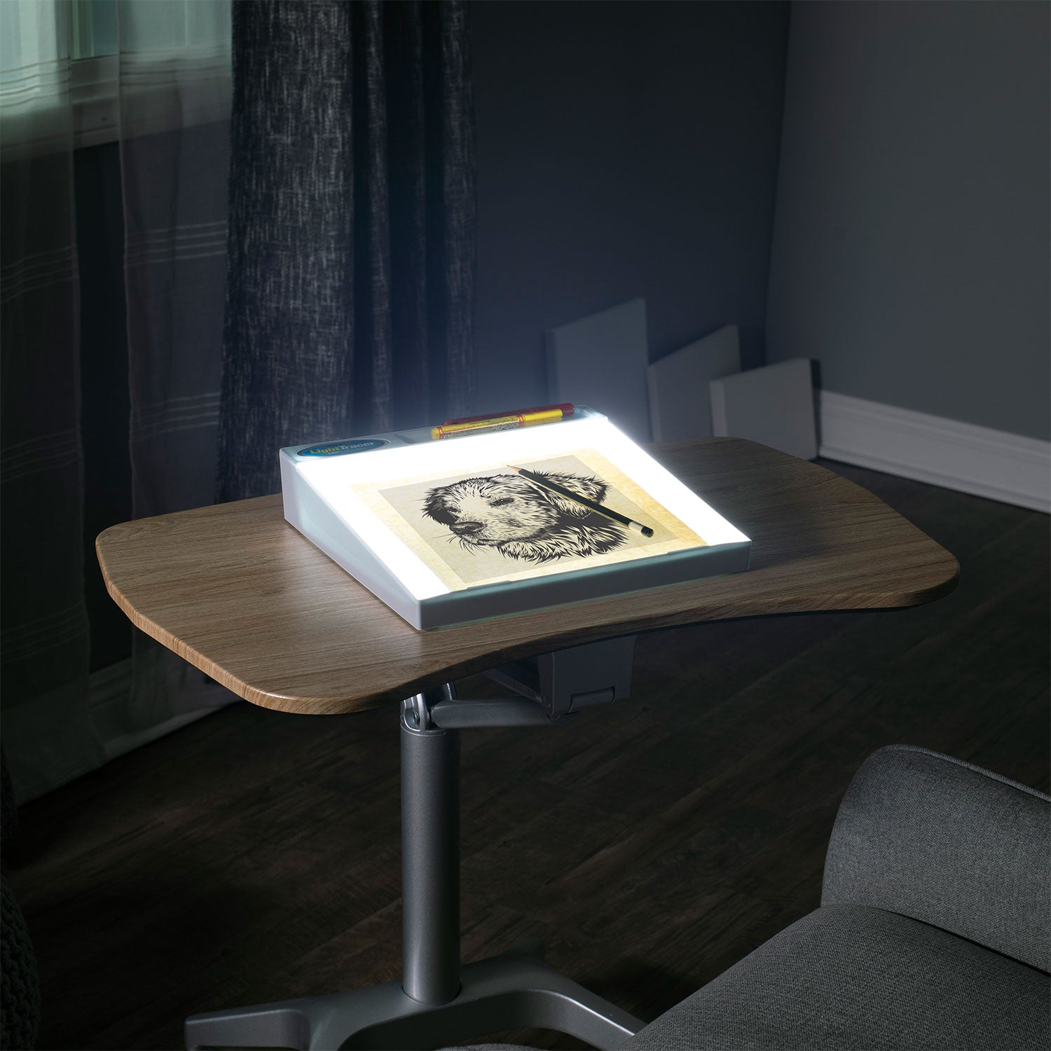 Artograph LightTracer 10 x 12 Inch Light Box & Studio Designs Chair, Caramel - VMInnovations