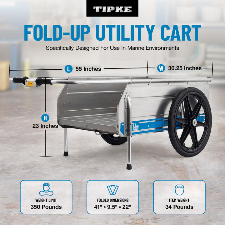 Tipke Manufacturing Company Foldit Do It All Aluminum Folding Cart, Blue Stripe - VMInnovations