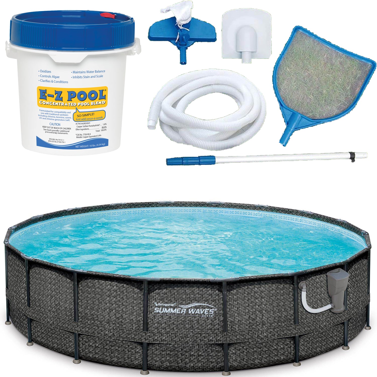 Summer Waves Elite 20ft x 48in Above Ground Frame Swimming Pool Set with Pump - VMInnovations