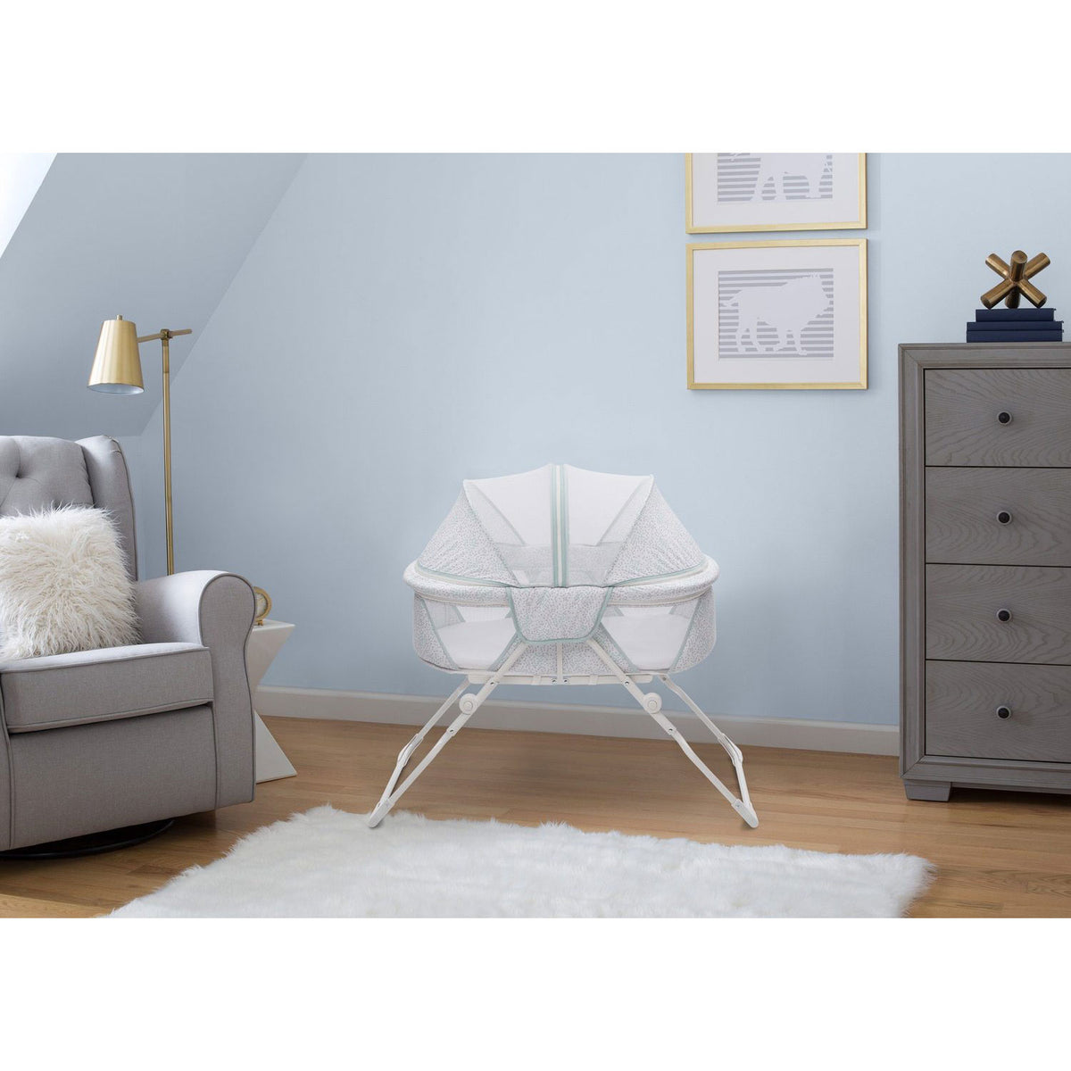 Delta Children EZ Fold Ultra Compact Travel Bassinet Baby Crib, Mirage White - VMInnovations
