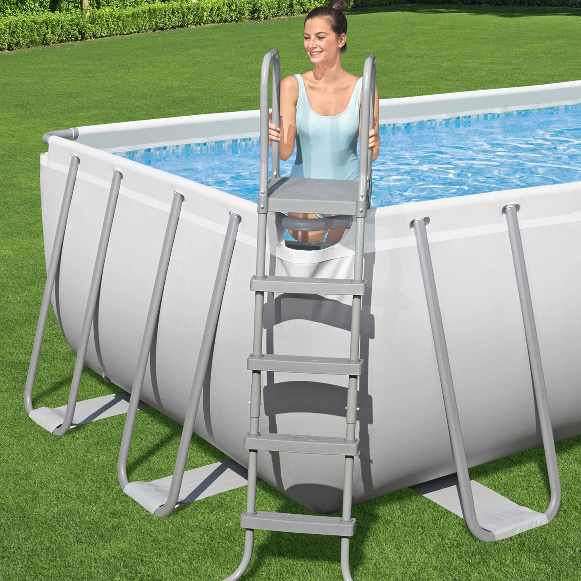 Bestway 5611YE 21ft x 9ft x 52In Steel Frame Above Ground Swimming Pool Set