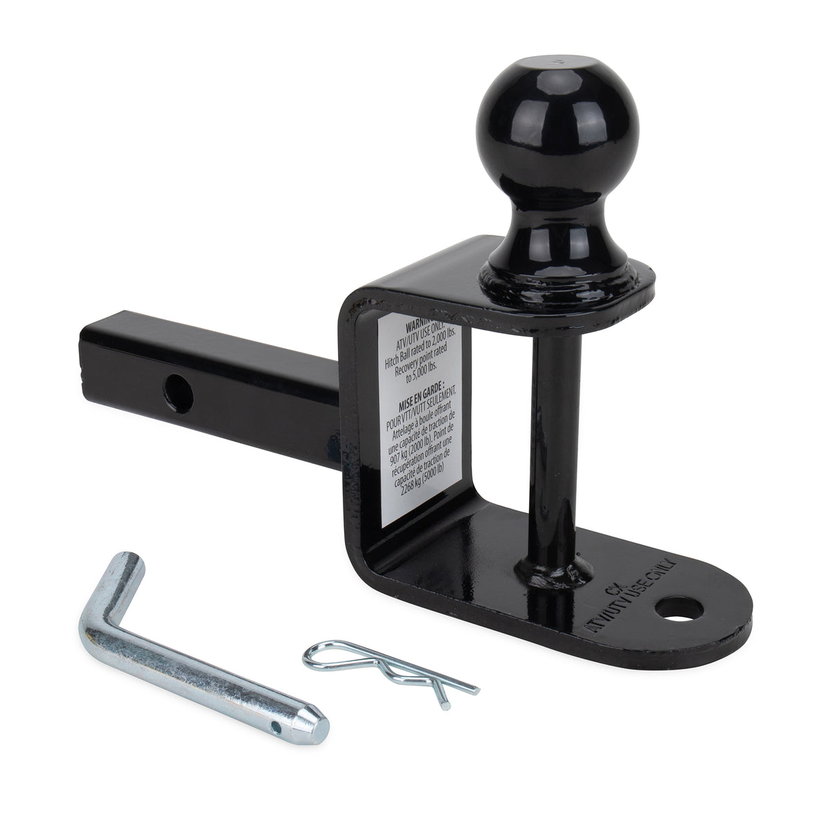 Camco Black Boar 66024 ATV UTV Multi Hitch 2 Inch Ball Mount, 1 1/4 Inch Shank