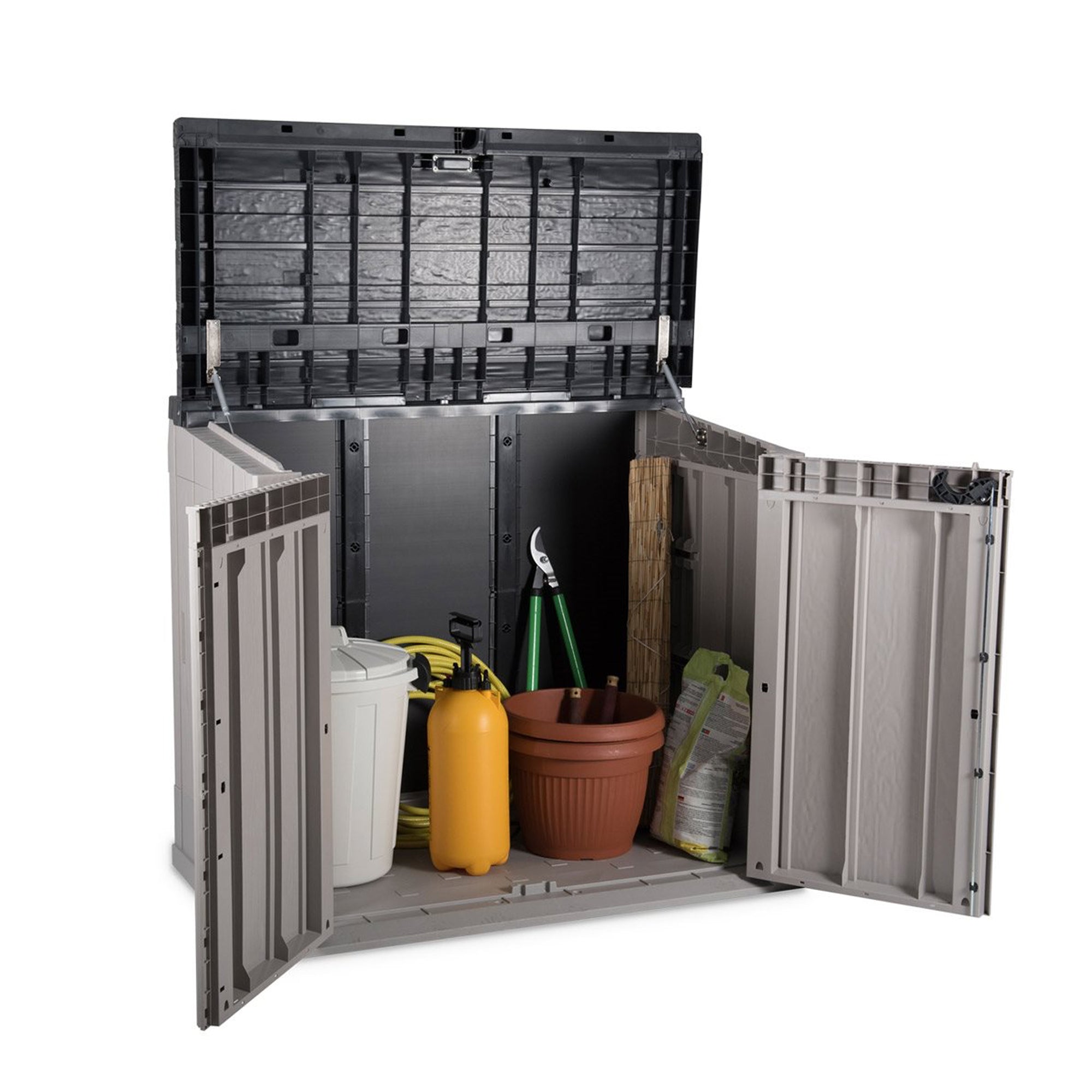 Toomax Stora Way All Weather Outdoor 6' x 3.5' Storage Shed Cabinet, Taupe Gray - VMInnovations