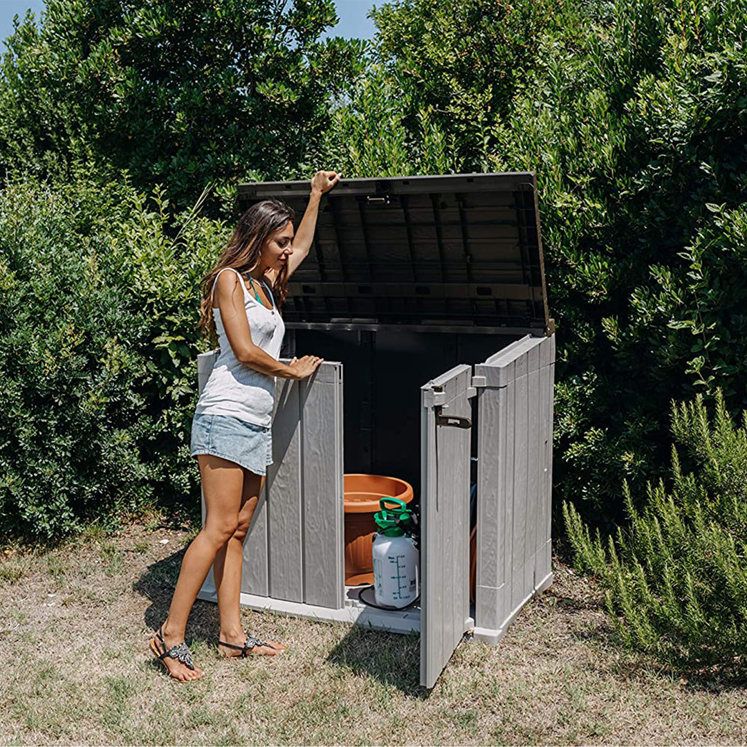 Toomax Stora Way All Weather Outdoor XL 7' x 3.5' Storage Shed Cabinet, Taupe - VMInnovations