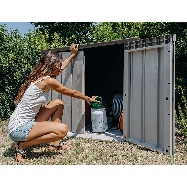 Toomax Stora Way All Weather Outdoor XL 7' x 3.5' Storage Shed Cabinet, Taupe - VMInnovations