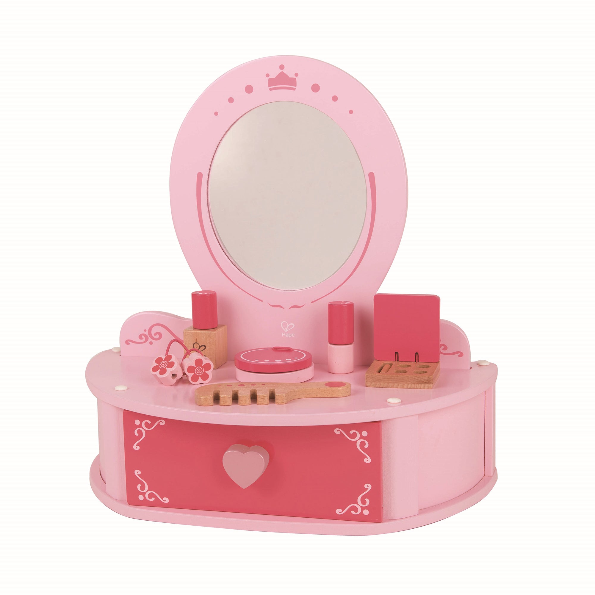 Petite Vanity Toy Wooden Beauty Counter with Mirror and Accessories (Open Box) - VMInnovations