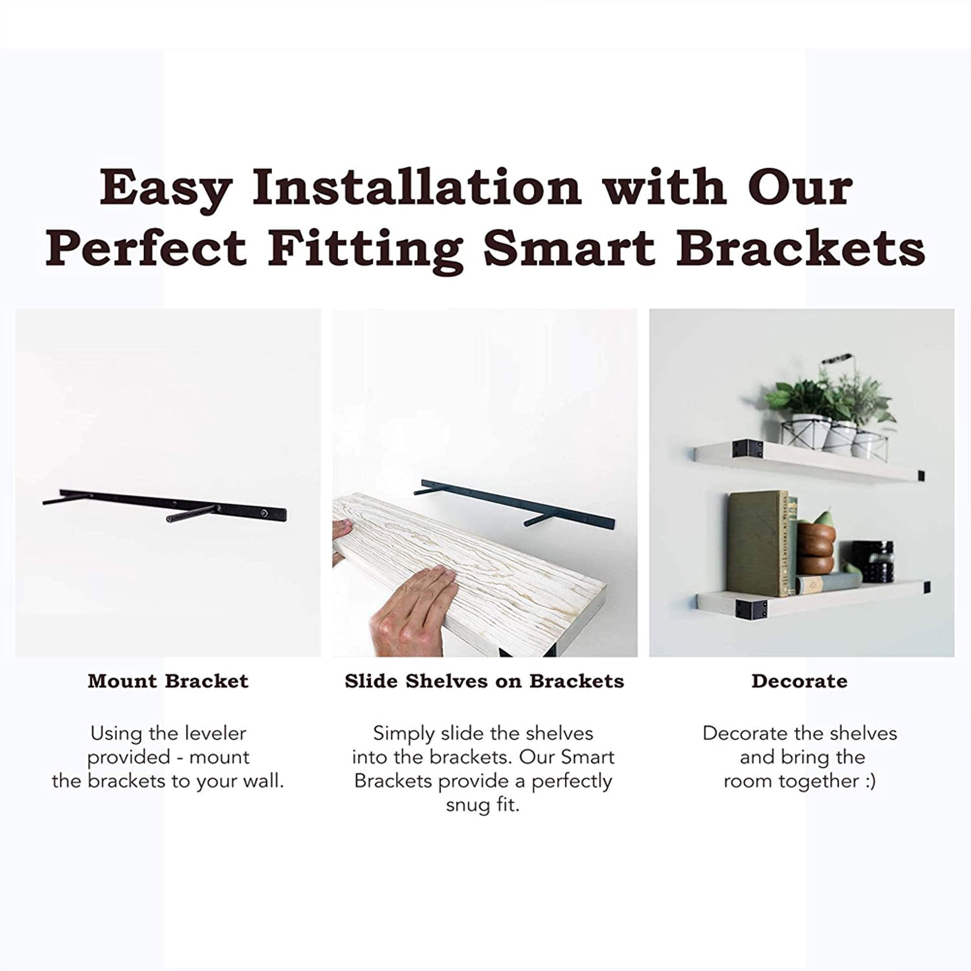 Willow & Grace Bryan 36" Floating Wood Wall Mount Shelves, White Set of 2 (Used) - VMInnovations
