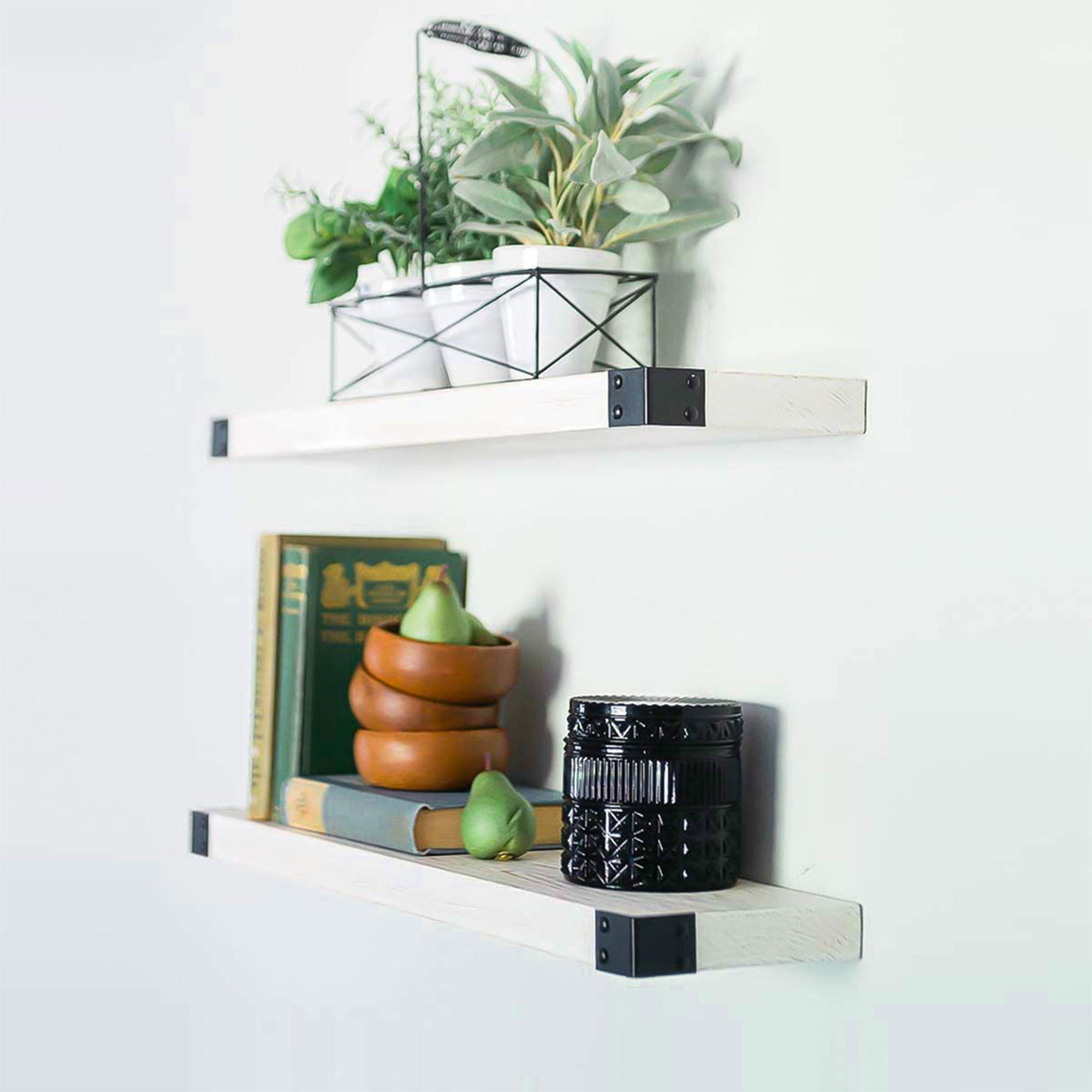 Willow & Grace Bryan 36" Floating Wood Wall Mount Shelves, White Set of 2 (Used) - VMInnovations