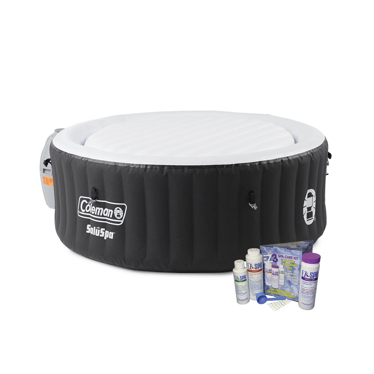 Coleman Miami Spa 4 Person Inflatable Hot Tub with EZ Spa Chemical Balancing Kit