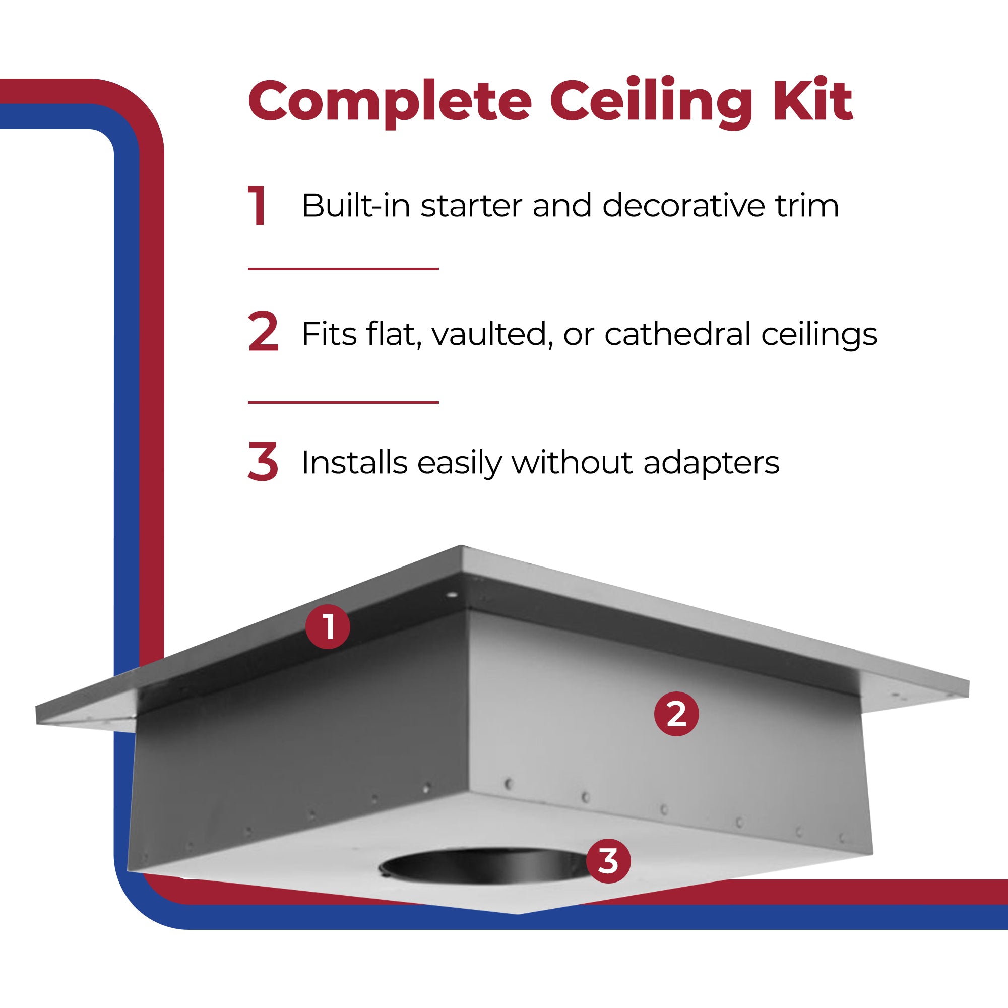 DuraVent 6" Square Steel Ceiling Support Box & Trim Collar, 24" Tall (Open Box)