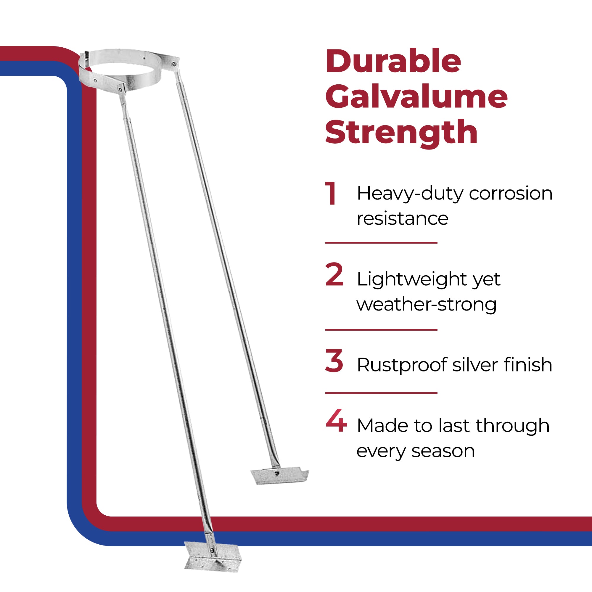 DuraVent Extended Roof Bracket Chimney Support Brace, 8 Inch Diameter (Open Box) - VMInnovations