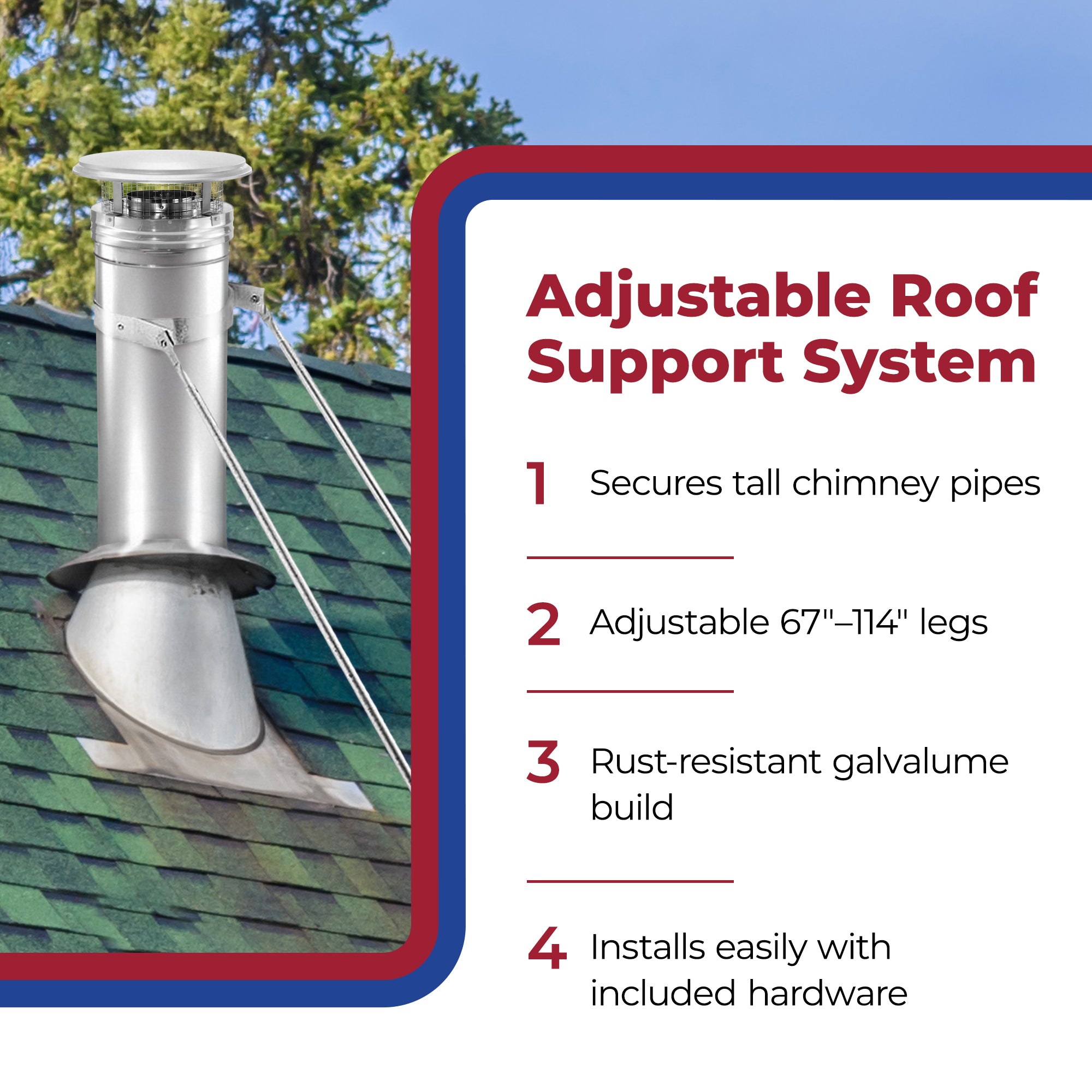 DuraVent DuraPlus Extended Roof Bracket Chimney Brace, 8" Diameter (For Parts) - VMInnovations