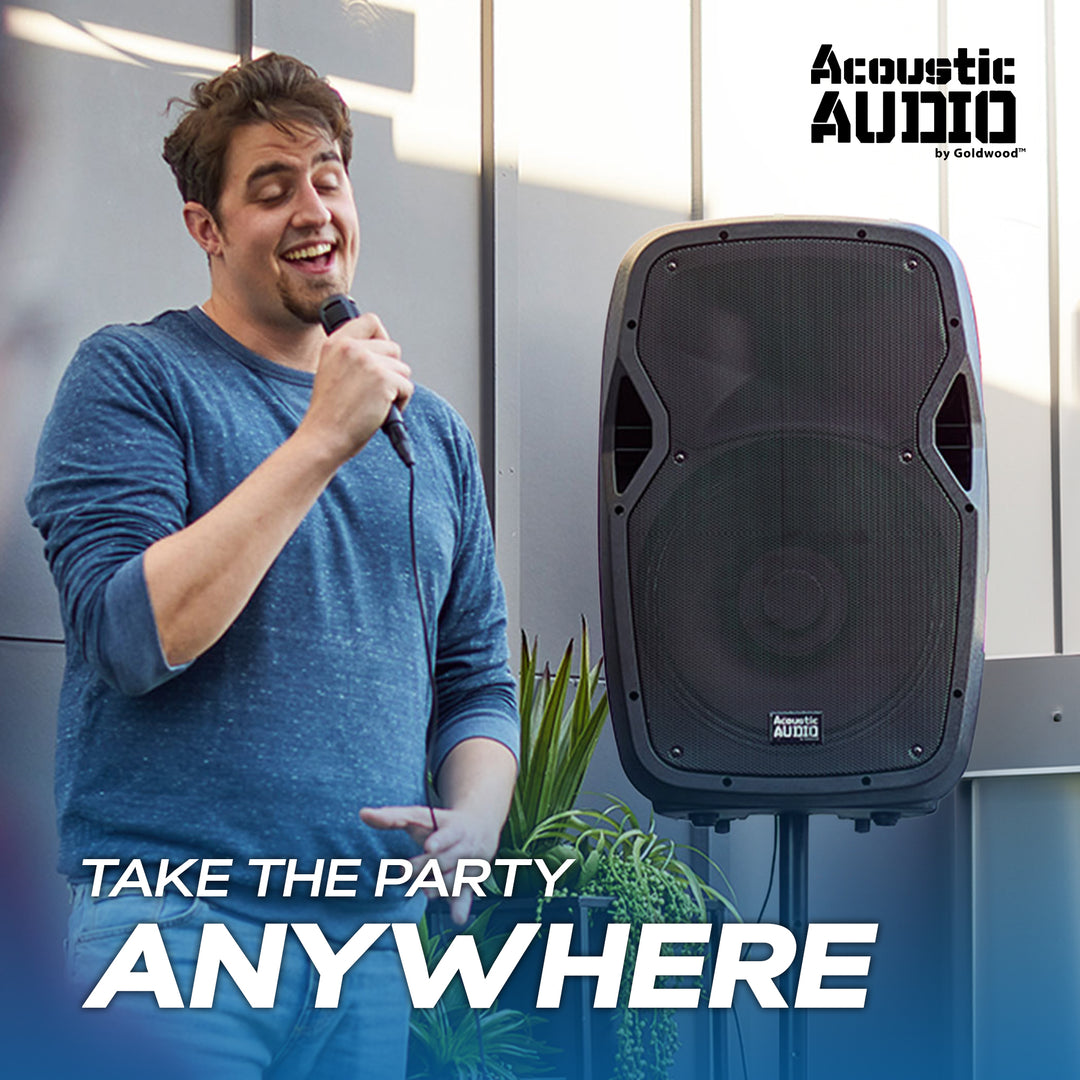 Acoustic Audio by Goldwood 1000W Bluetooth Speaker, PA System w/Flashing LEDs - VMInnovations