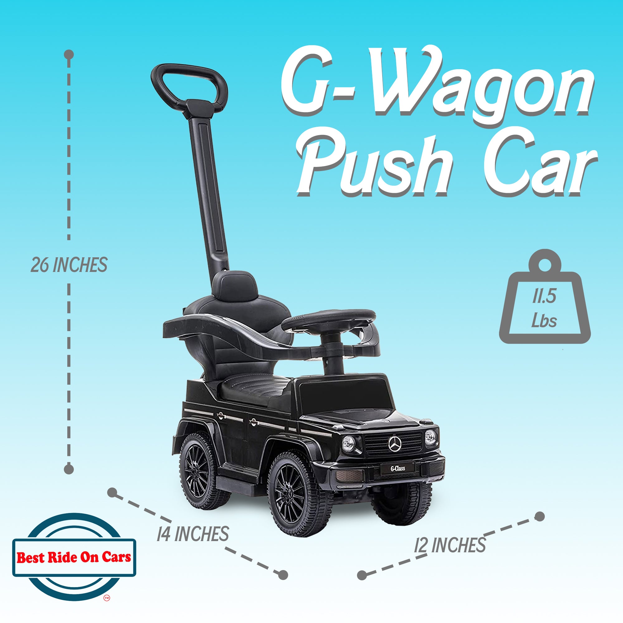 Kids Outdoor Stroller Mercedes G-Wagon 3 in 1 Push Car, Black (Used)