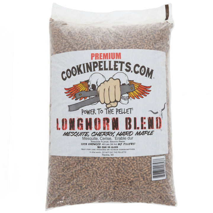 CookinPellets Longhorn Blend Mesquite, Cherry, Maple Wood Pellets, 40 Lb Bag - VMInnovations