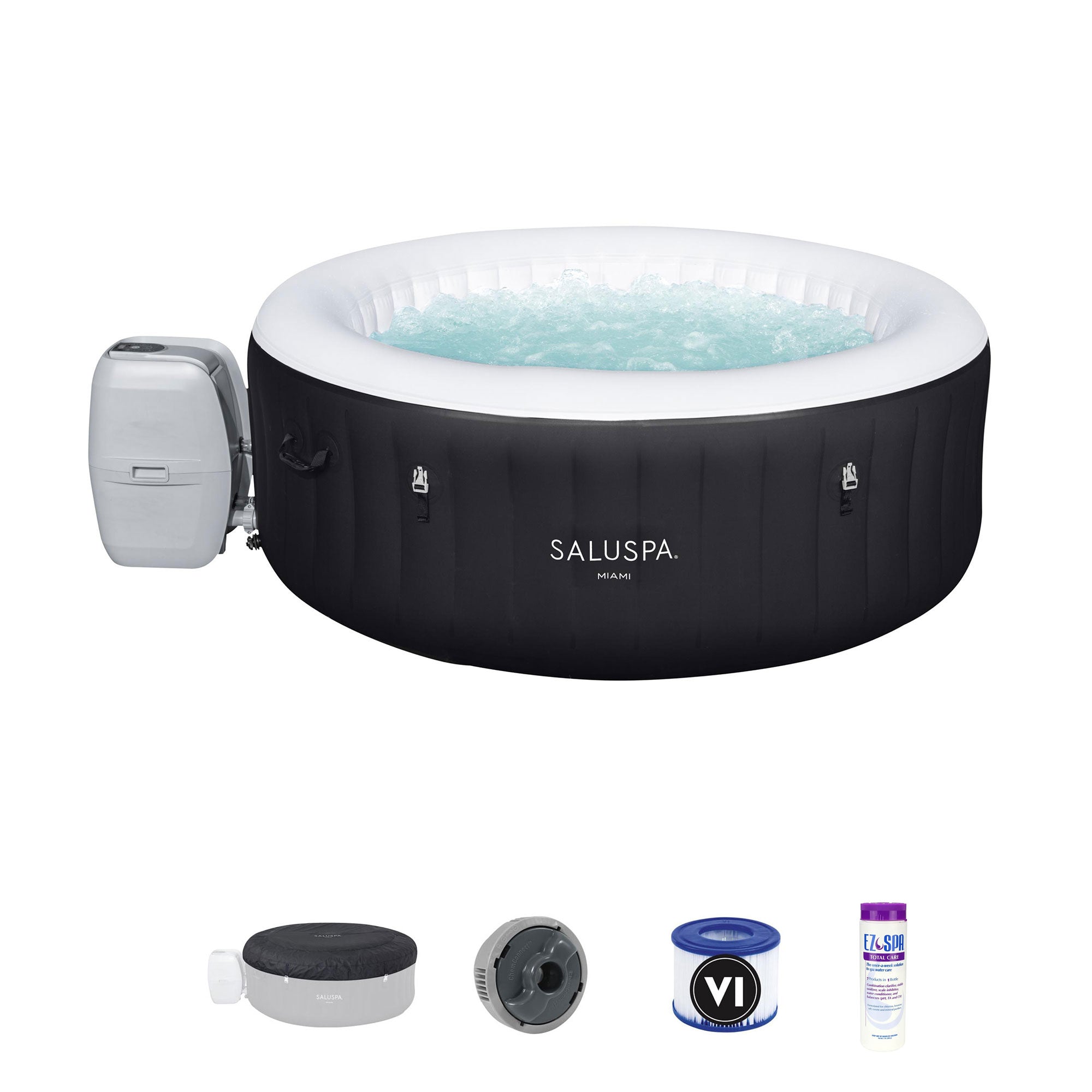 Bestway SaluSpa Miami 4-Person Inflatable Hot Tub Spa w/ Spa Chemical Treatment - VMInnovations
