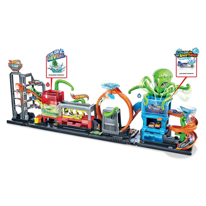 Hot Wheels City Ultimate Octo Car Wash Water Playset with Color Reveal Vehicle