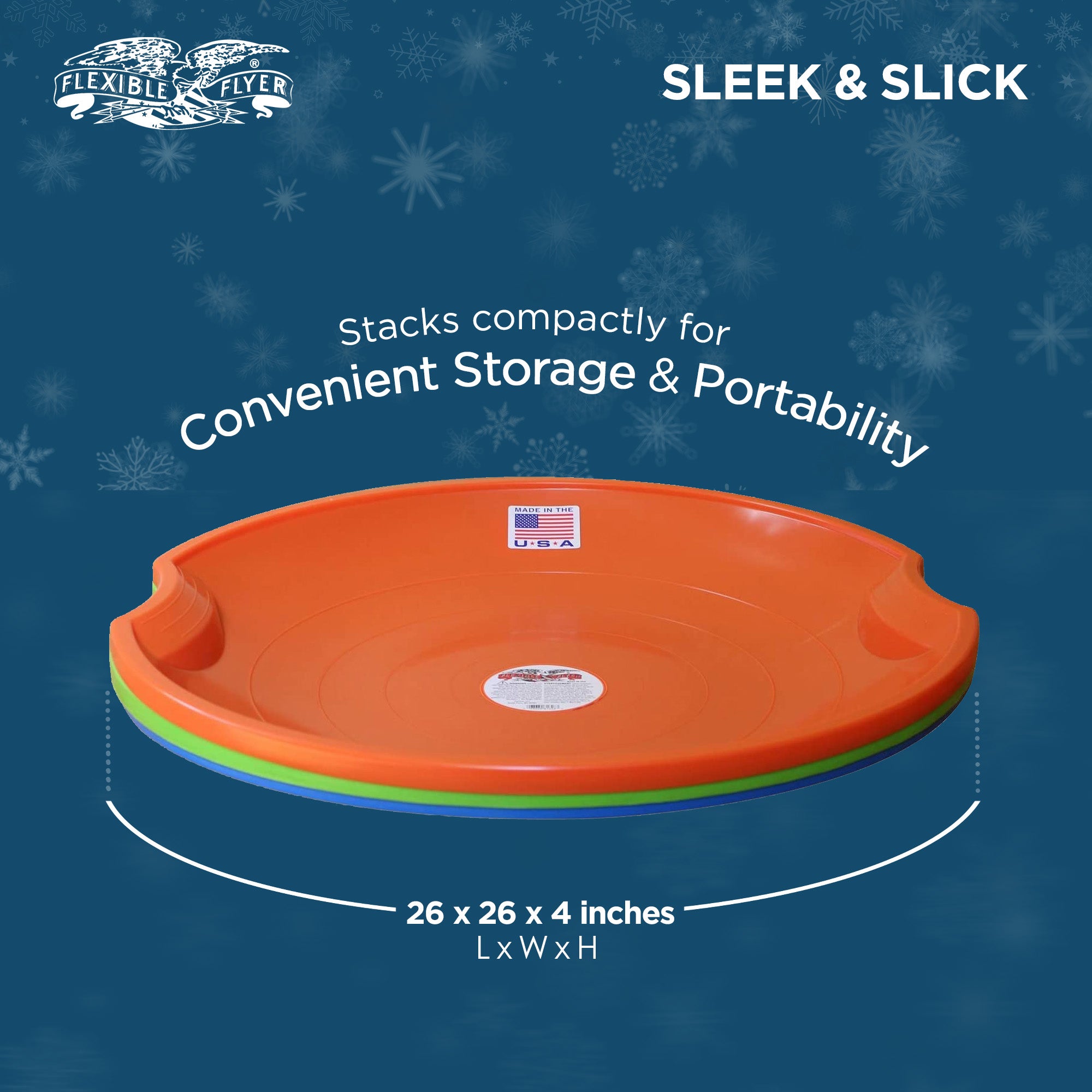 Flexible Flyer Flying Saucer 26" Snow Sled for Kids and Adults, Green (Open Box) - VMInnovations