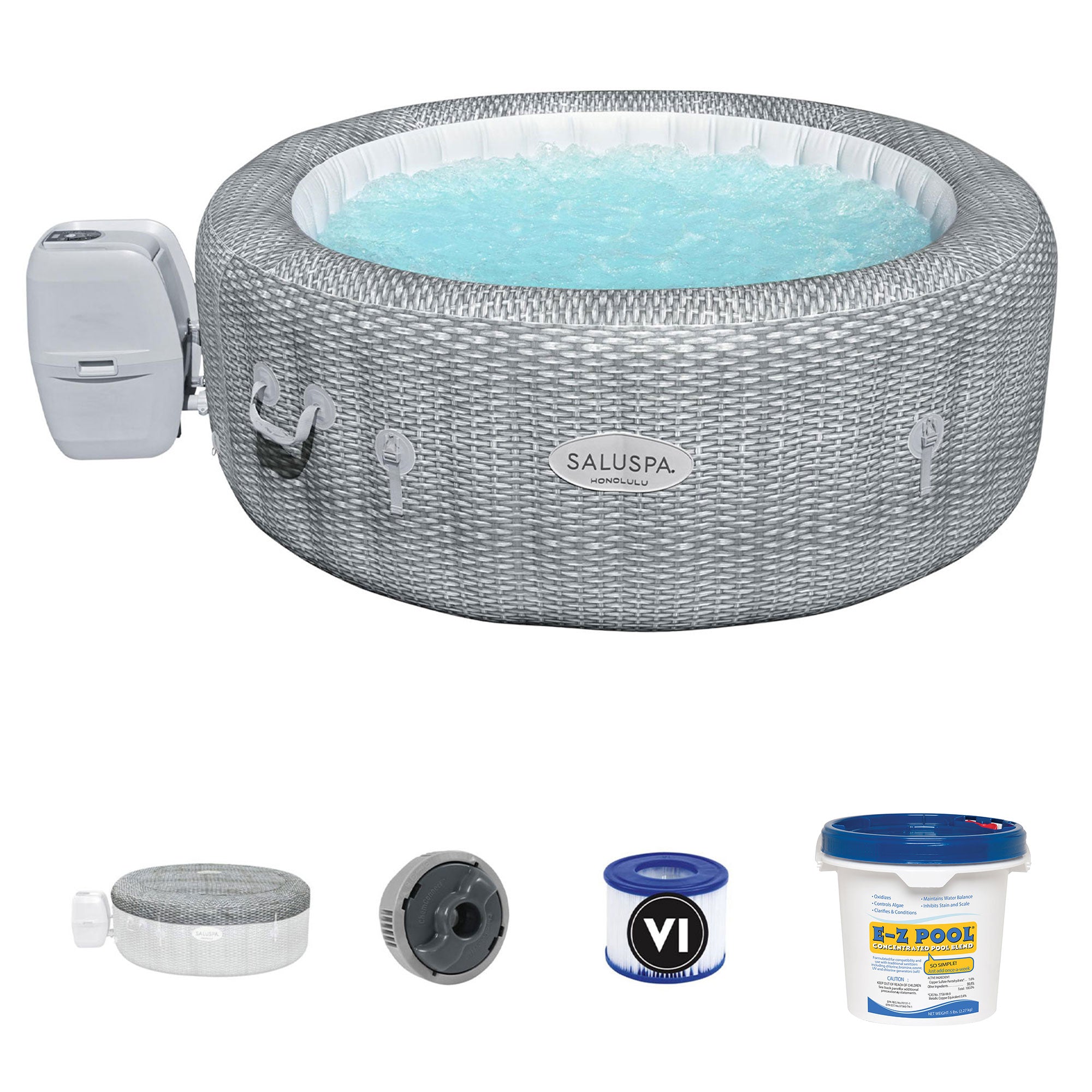 Bestway SaluSpa AirJet 6 Person Inflatable Hot Tub with Algaecide Pool Treatment