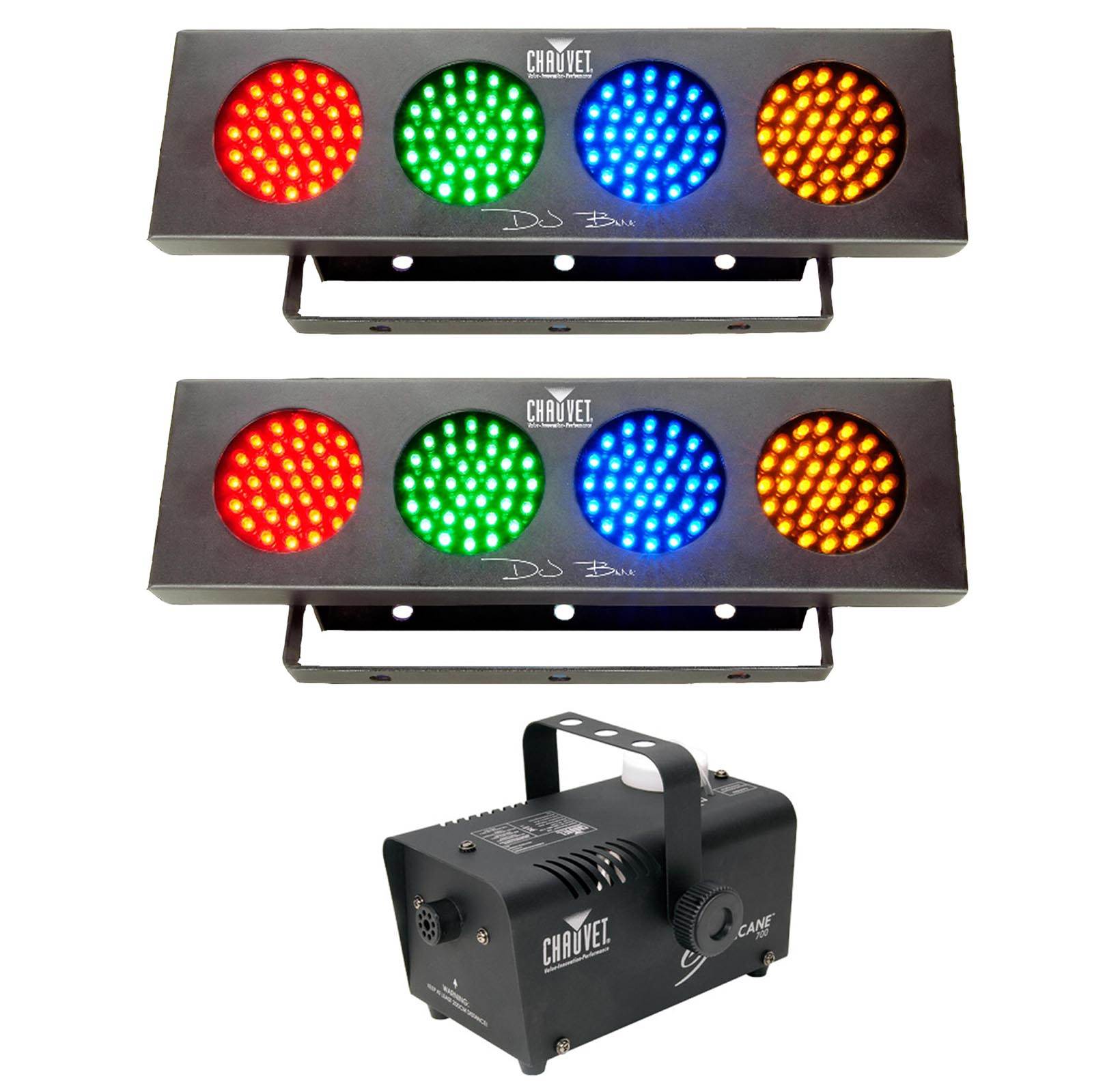 CHAUVET HURRICANE H700 H-700 Fog/Smoke Machine + 2) DJ BANK LED RGBA Wash Lights