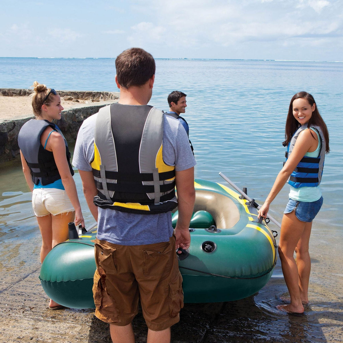 INTEX Seahawk 4 Inflatable Rafting/Fishing Boat Set (Open Box)