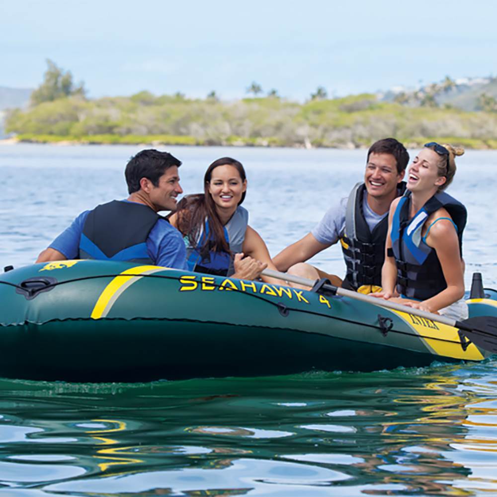 INTEX Seahawk 4 Inflatable Rafting/Fishing Boat Set (Open Box)