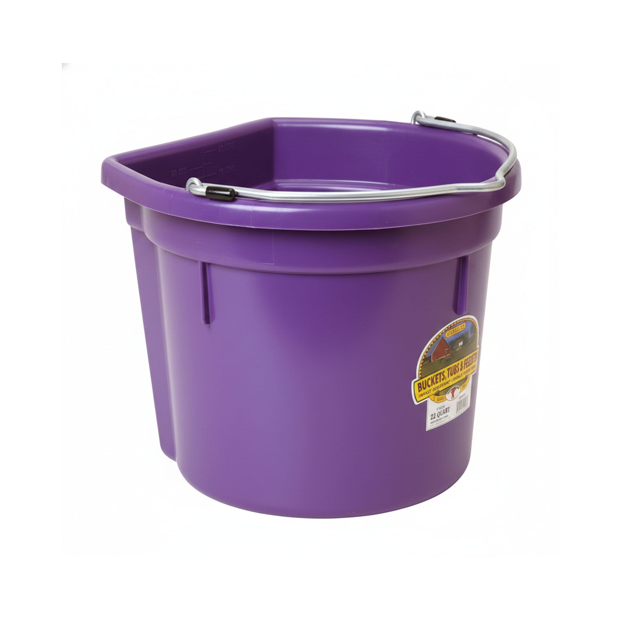 Little Giant All Purpose Heavy Duty Flat Back 22 Quart Plastic Bucket, Purple - VMInnovations