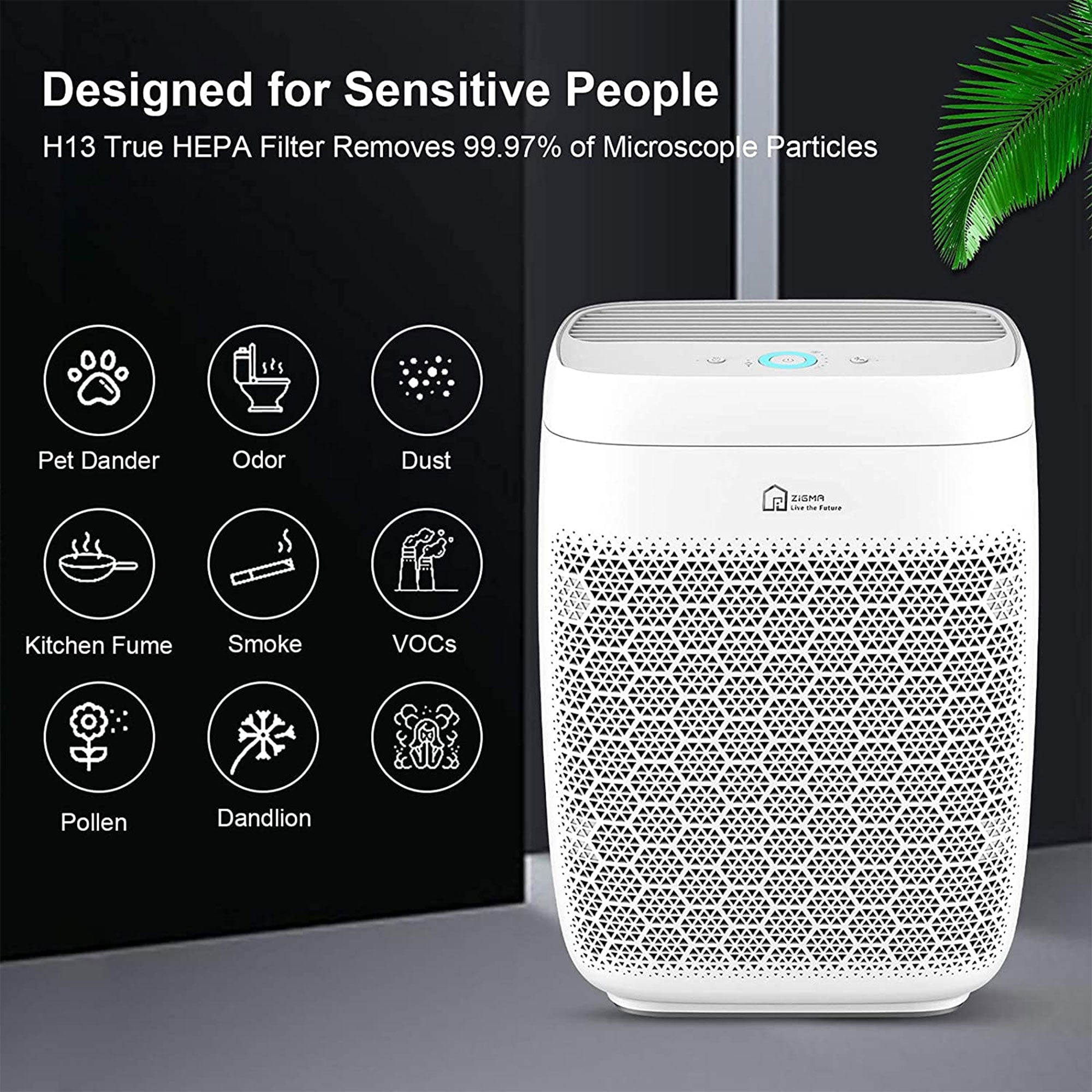 Zigma Aerio-300 1580 SqFt HEPA Air Purifier Machine w/ Carbon Filter(Open Box)
