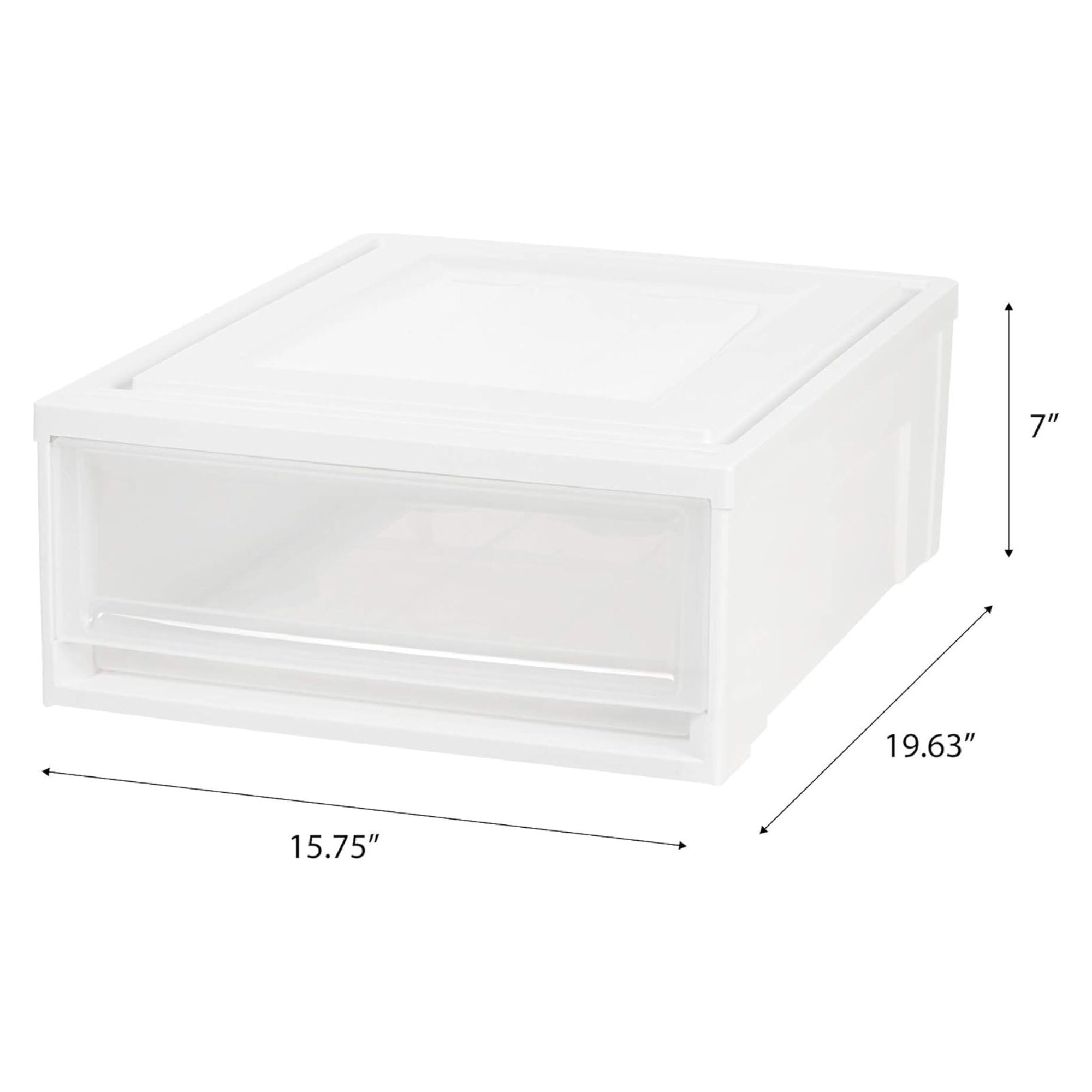 IRIS USA Shallow Box, Plastic Storage 22 Quart Stackable Chest Drawers, 4 Pack