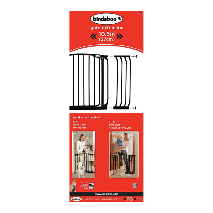 Bindaboo Pet Safety Gate 10.5" Steel Gate Extension, Black, Set of 1 (Open Box) - VMInnovations