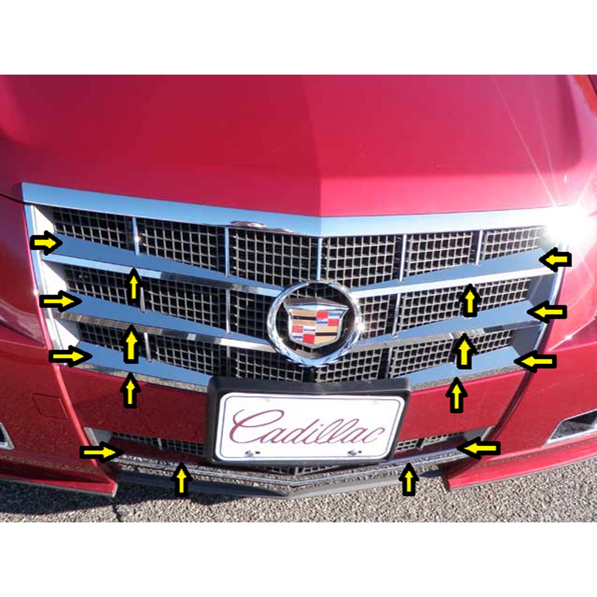QAA 16 Pc Chrome Steel Front Grille Trim for Cadillac Coupe/Sport Wagon (Used) - VMInnovations