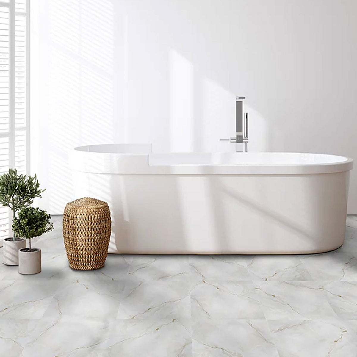 Achim Home Furnishings Nexus Peel & Stick Vinyl Floor Tile, White Marble, 40Pk