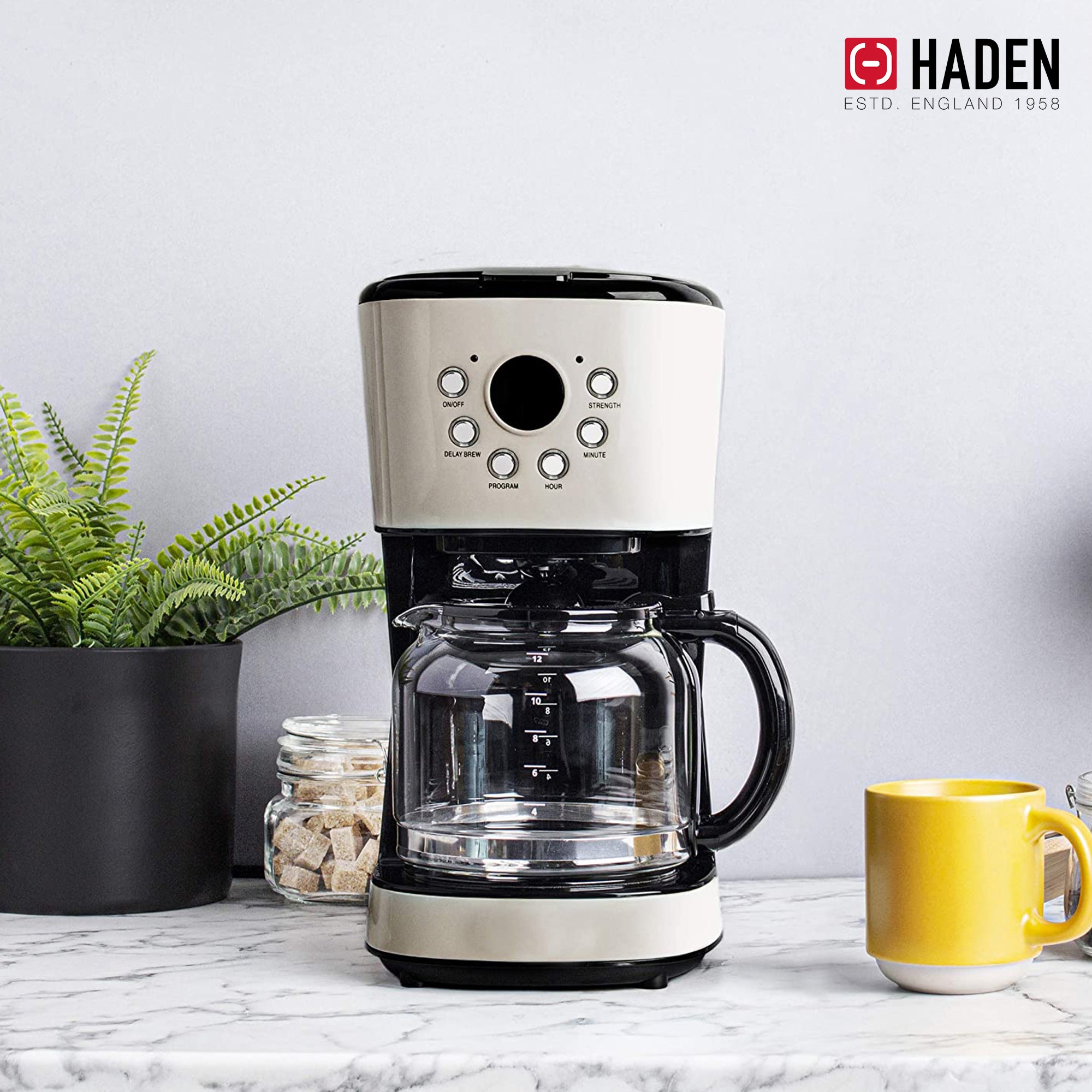 Haden Dorset 12 Cup Programmable Coffee Maker with Countertop Microwave, Putty - VMInnovations