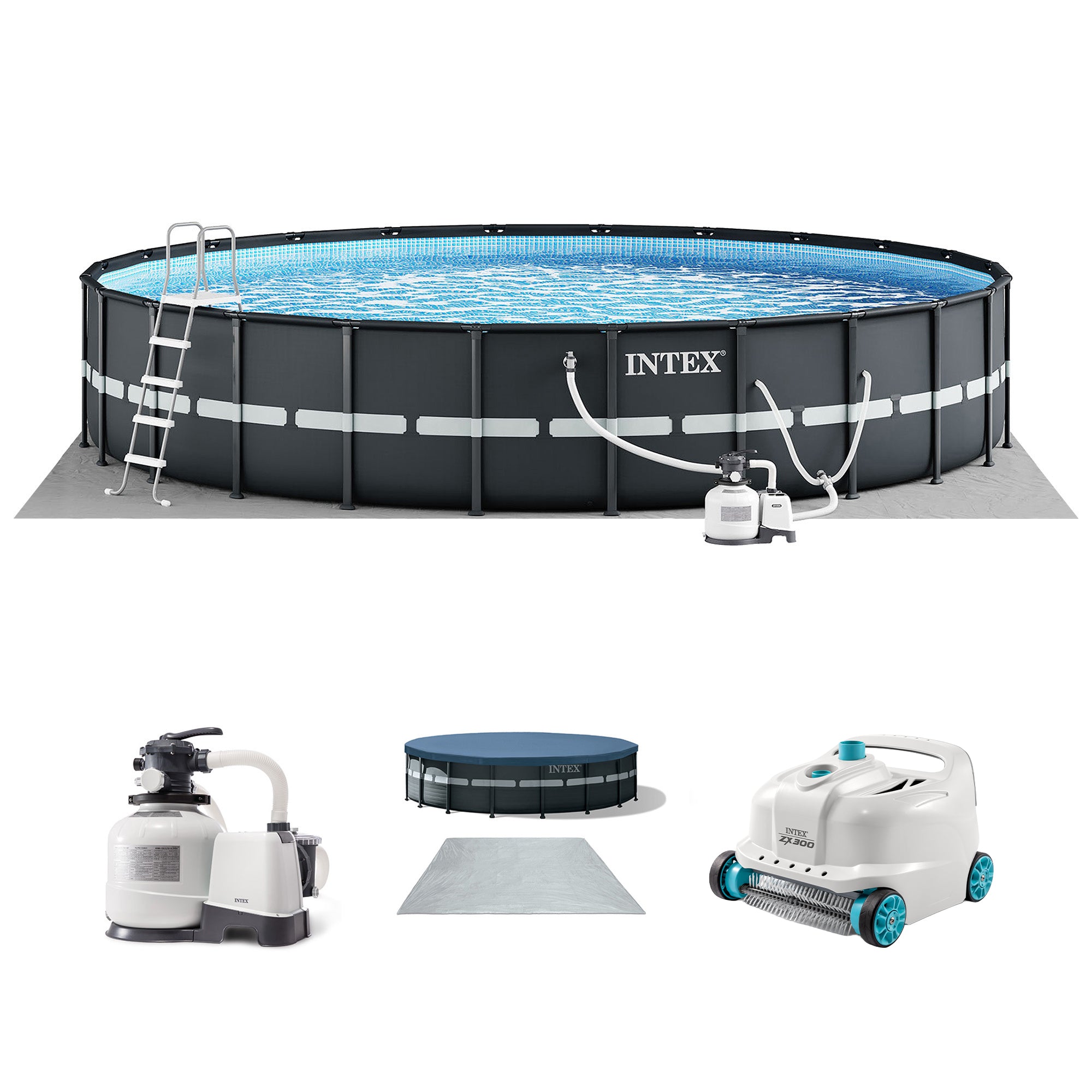 Intex Ultra XTR 18' x 52" Above Ground Outdoor Pool Set with Pump & Robot Vacuum
