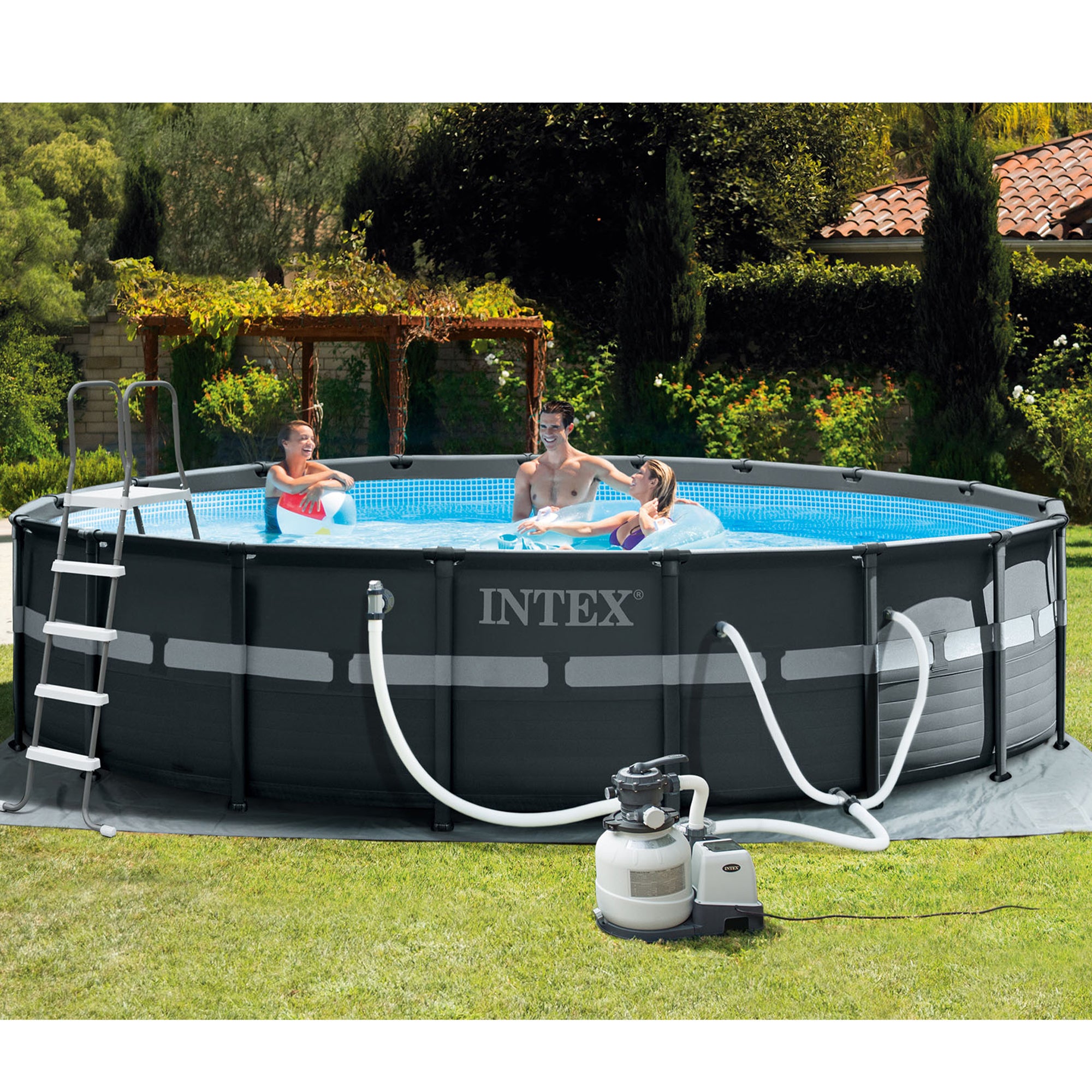 Intex Ultra XTR 18' x 52" Above Ground Outdoor Pool Set with Pump & Robot Vacuum