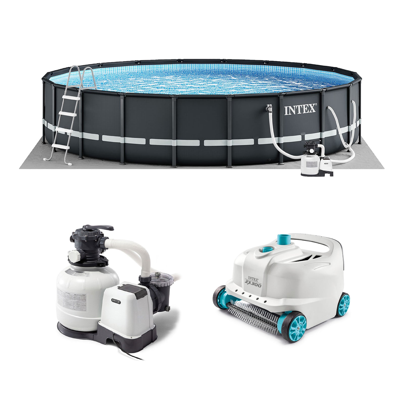 INTEX 26333EH 20' x 48" Round Ultra XTR Frame Swimming Pool Set w/ Robot Vacuum - VMInnovations