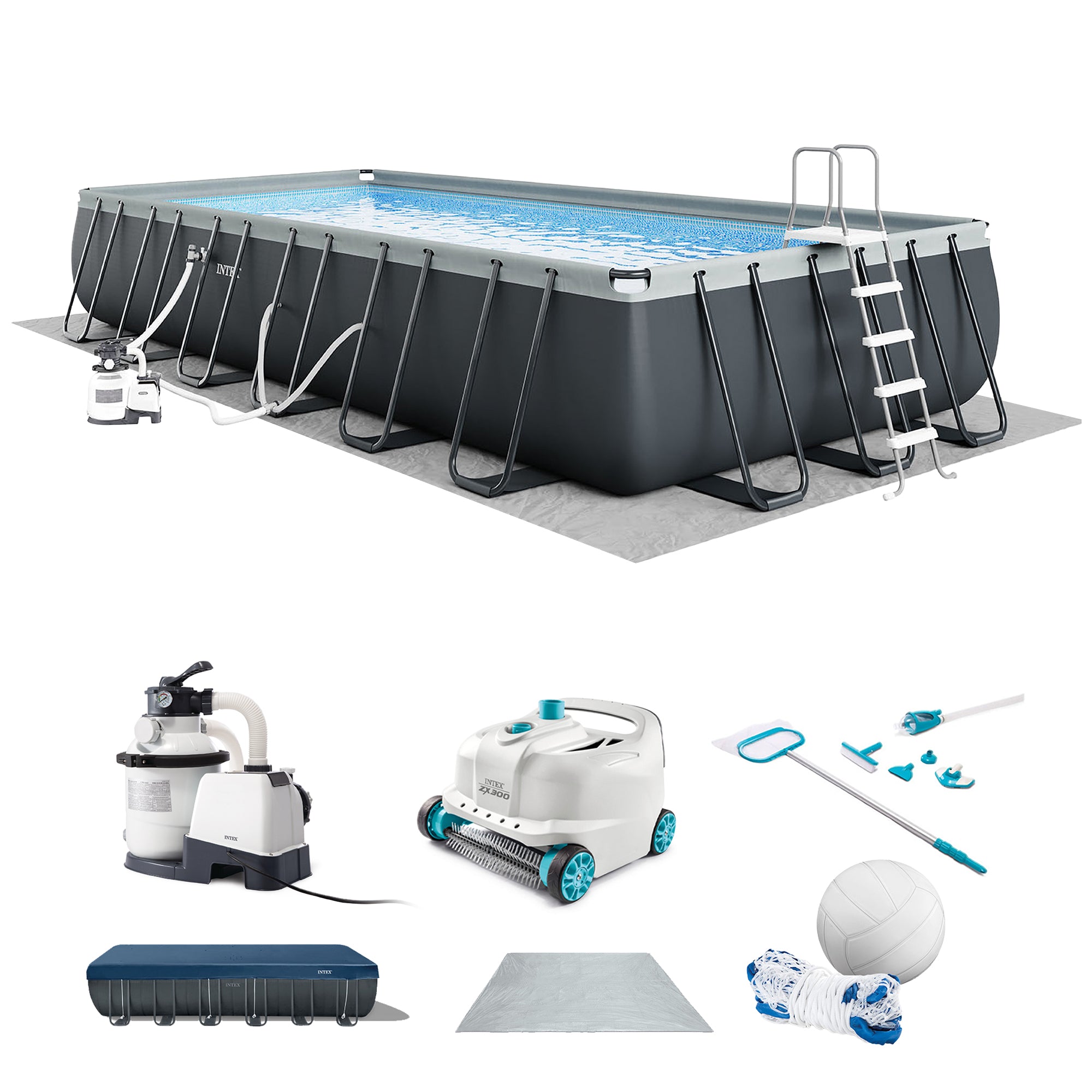 Intex 26367EH 24' x 12' x 52" Ultra XTR Frame Swimming Pool w/ Robot Vacuum - VMInnovations