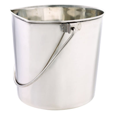 ProSelect Flat Sided Stainless Steel Farm Animal Food and Water Pail, 6 Quart