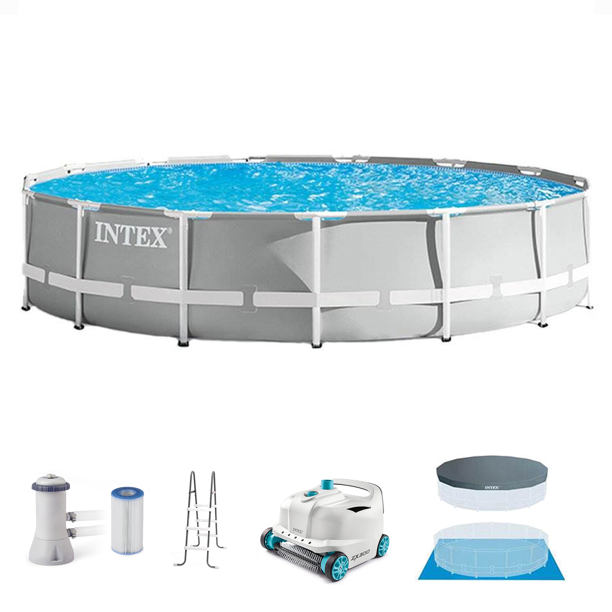 Intex 26723EH 15ft x 42in Prism Frame Above Ground Swimming Pool Set with Filter - VMInnovations