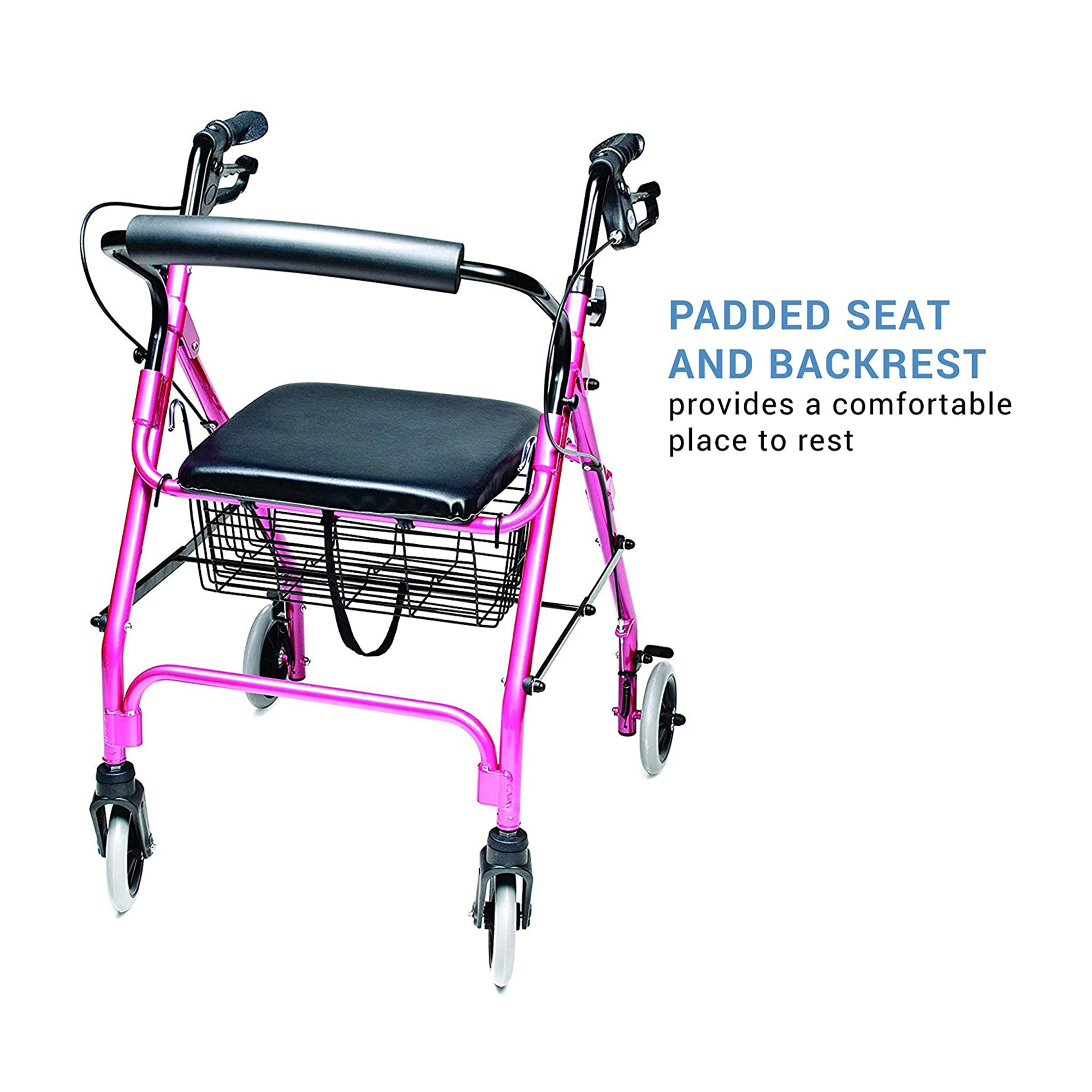 Graham Field Lumex Walkabout Lite Rollator with Seat and 6 Inch Wheels, Pink - VMInnovations